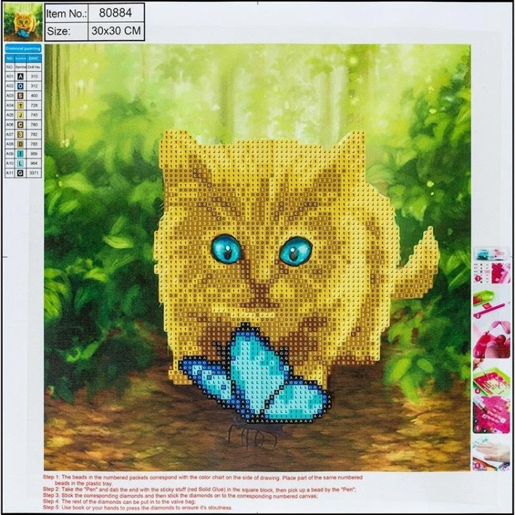 Diamentowa mozaika 5D - Cat&amp;Butterfly 30x30 80884