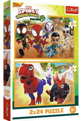 Puzzle 2x24 Spidey i dinozaury TREFL, Trefl