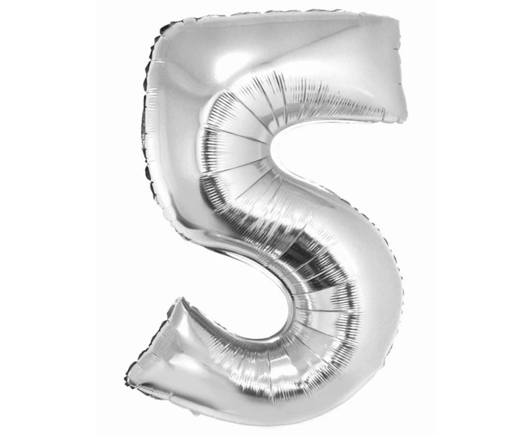 Balon foliowy Smart cyfra 5 srebrny 76cm