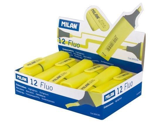 Zakreślacz Fluo płaski żółty (12szt) MILAN, MILAN
