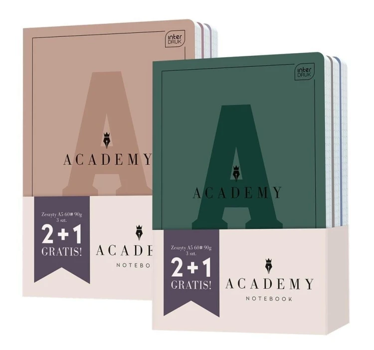 Zeszyt A5/60K kratka Academy (3szt), INTERDRUK