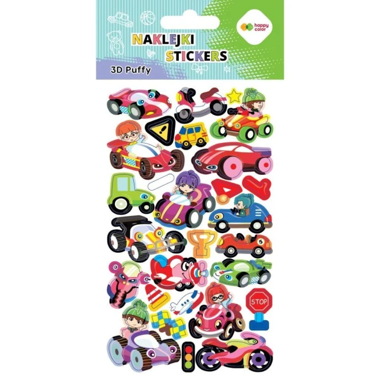 Naklejki 3D Puffy Vehicles 10x20cm HAPPY COLOR