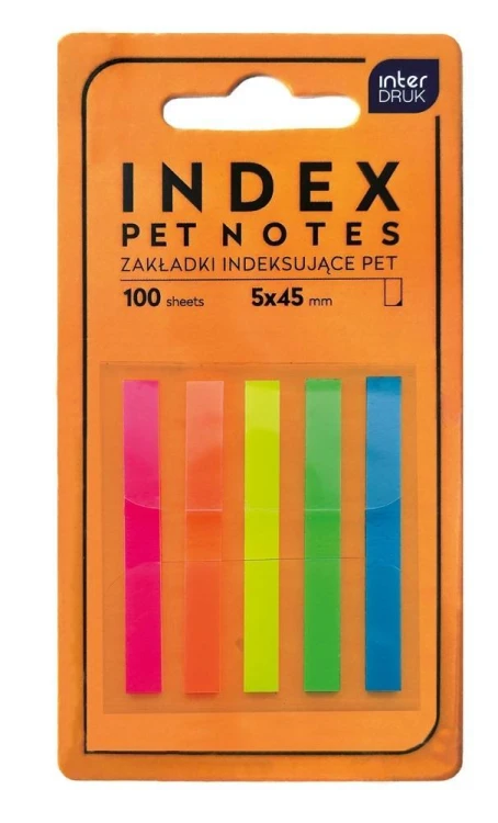 Zakładki indeksujące paski 5x45mm Pet neon