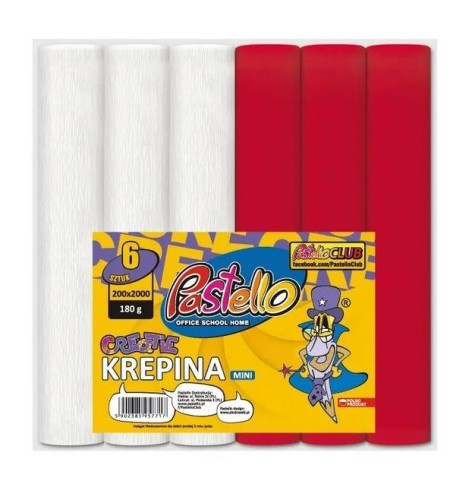 Krepina mini 20x250cm 180g biało-czerwona 6szt