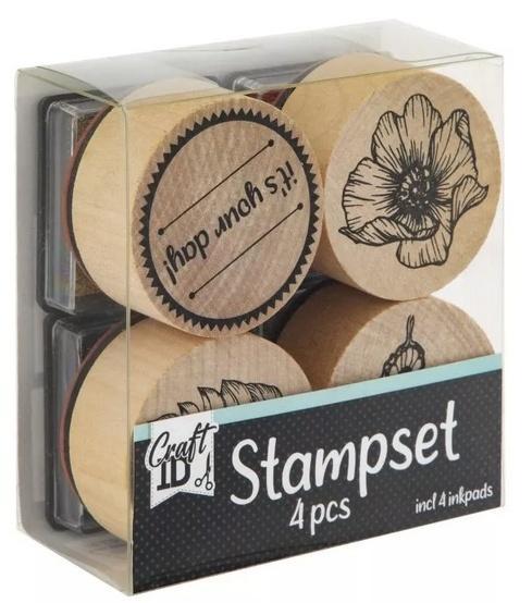 Drewniany zestaw stempli 4szt blue, Grafix