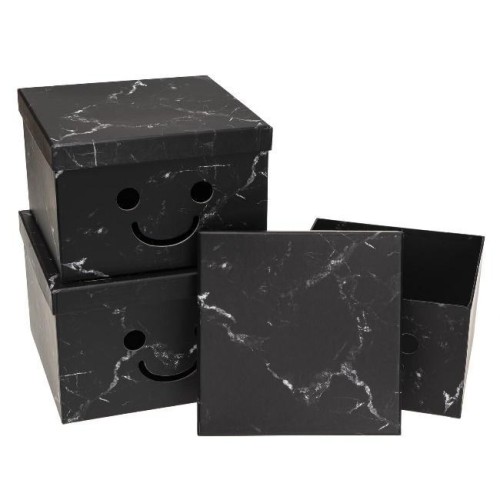 Pudełko Flower Box 3szt Smile czarny ROZETTE