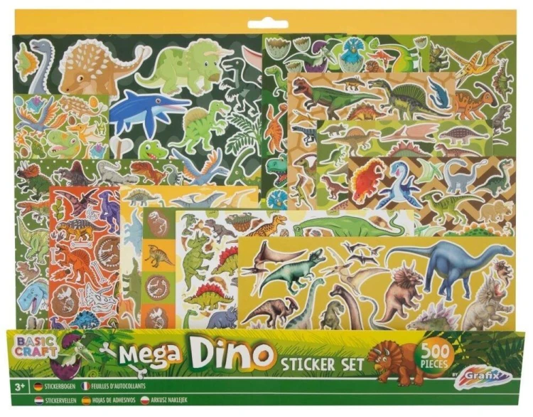 Mega naklejki Dino 500 sztuk, Grafix