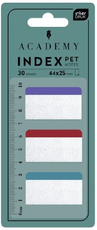 Zakładki indeksujące z linijką Pet 44x25mm 30szt