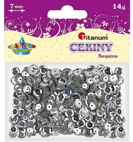 Cekiny 7mm metaliczne srebrne, Titanum