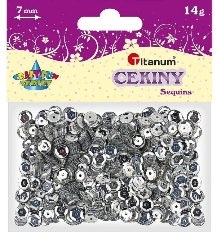 Cekiny 7mm metaliczne srebrne, Titanum