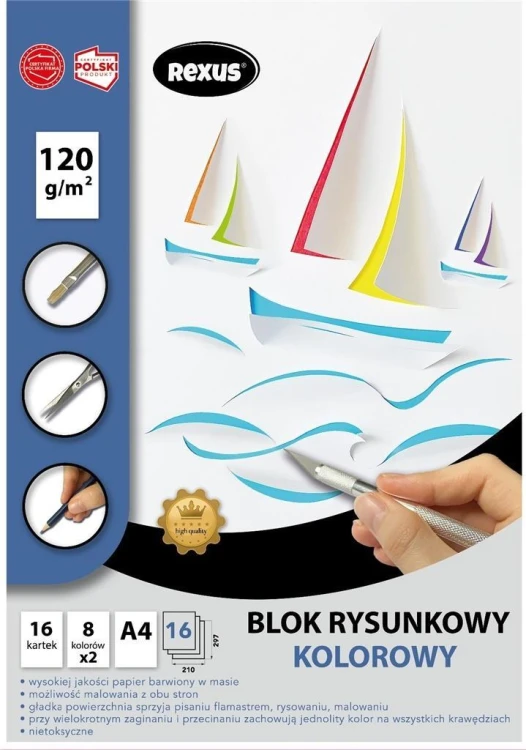 Blok rysunkowy A4/16K kolorowy barwiony, Beniamin