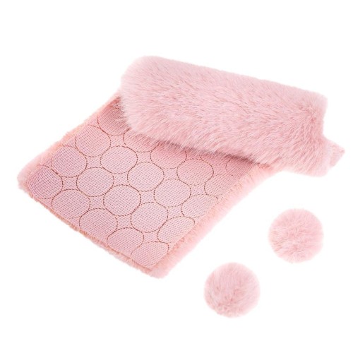 Futerkowe pompony na taśmie jasny róż 3cm 50szt