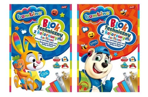Blok techniczny kolorowy A4/10K (10szt) BAMBINO