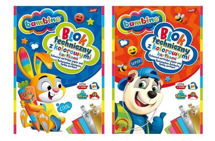 Blok techniczny kolorowy A4/10K (10szt) BAMBINO