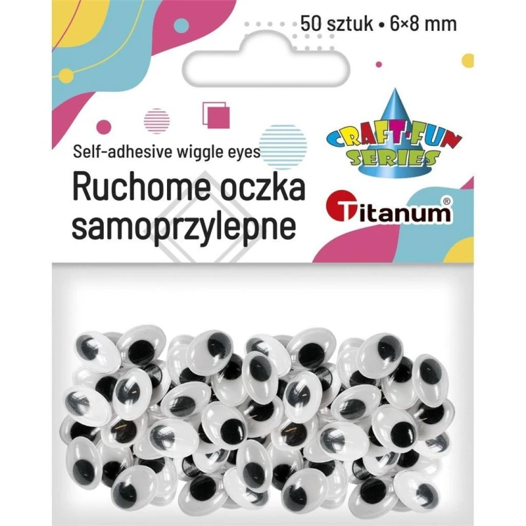 Oczy samoprzylepne bez rzęs 6x8mm owalne 50szt