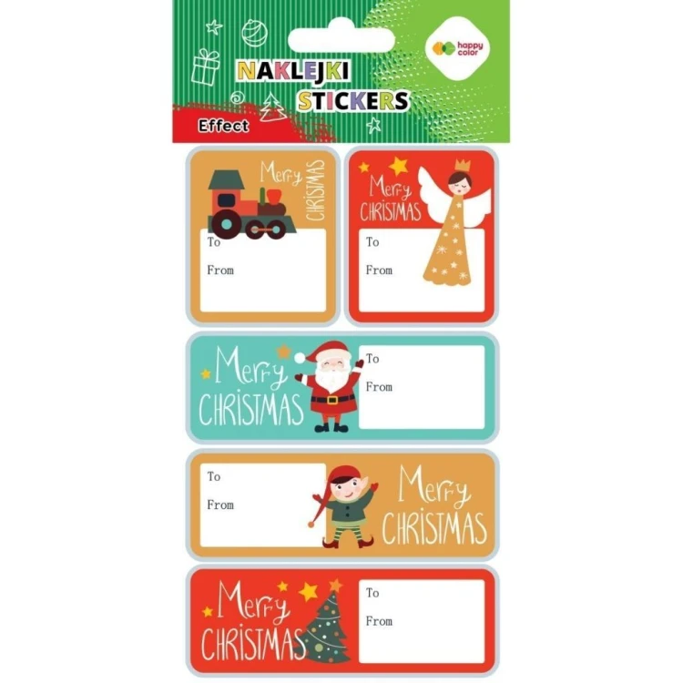 Naklejki Merry Xmas tag 10x20cm HAPPY COLOR, GDD