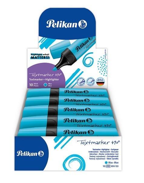 Zakreślacz 490 niebieski (10szt), PELIKAN
