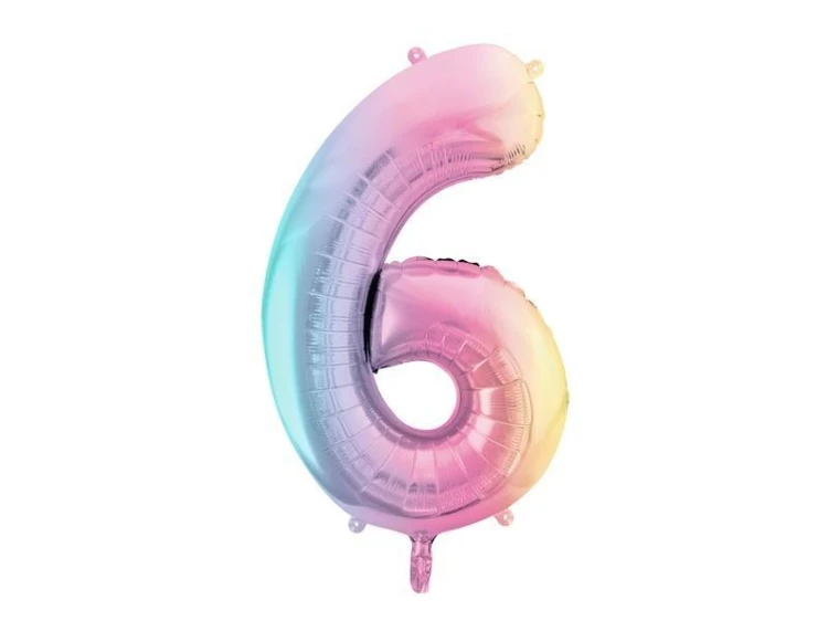 Balon foliowy 6 pastelowy tęczowy 86cm
