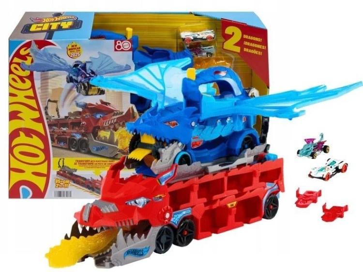 Hot Wheels City Transporter Podwójny smok 2w1