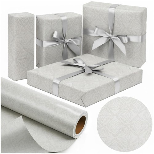 Papier ozdobny Srebrny Liść X-Strong 57cmx25m