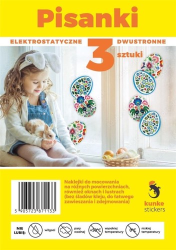 Naklejki Wielkanocne Pisanki 3szt, Kunke