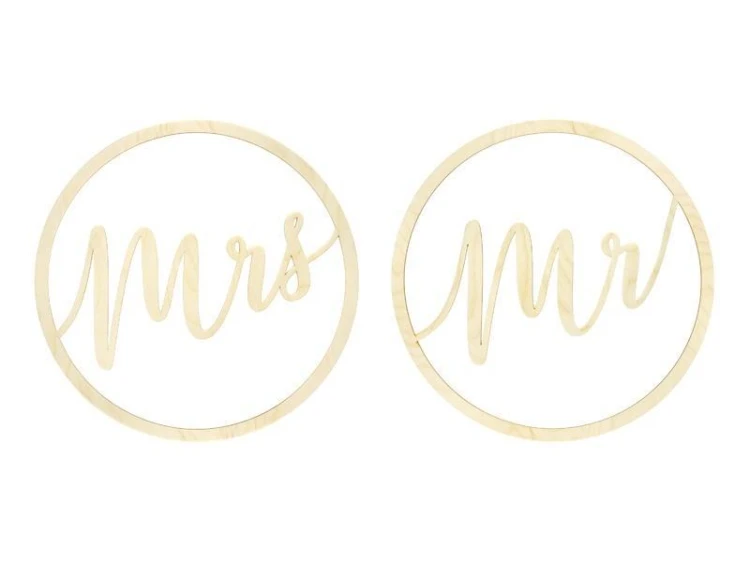 Zawieszki dekoracyjne Mr Mrs 38cm 2szt