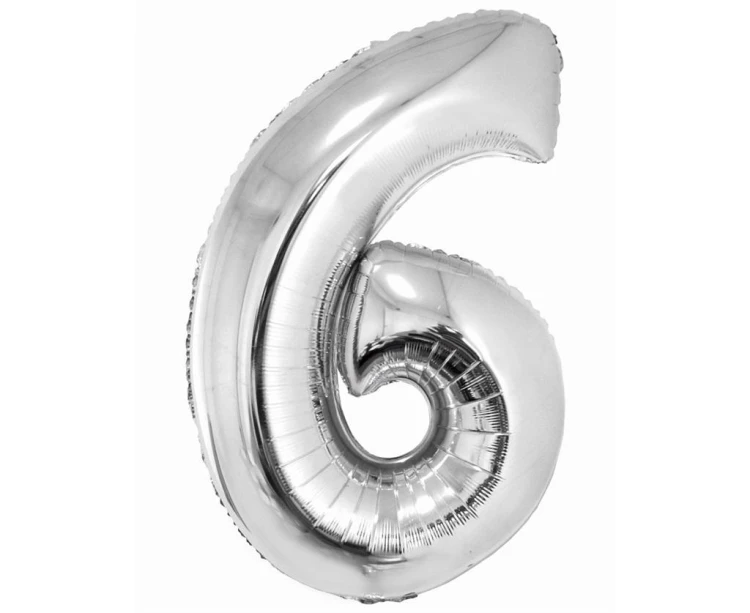 Balon foliowy Smart cyfra 6 srebrny 76cm
