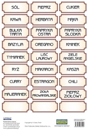 Naklejki na przyprawy, LITERAT
