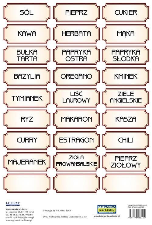 Naklejki na przyprawy, LITERAT