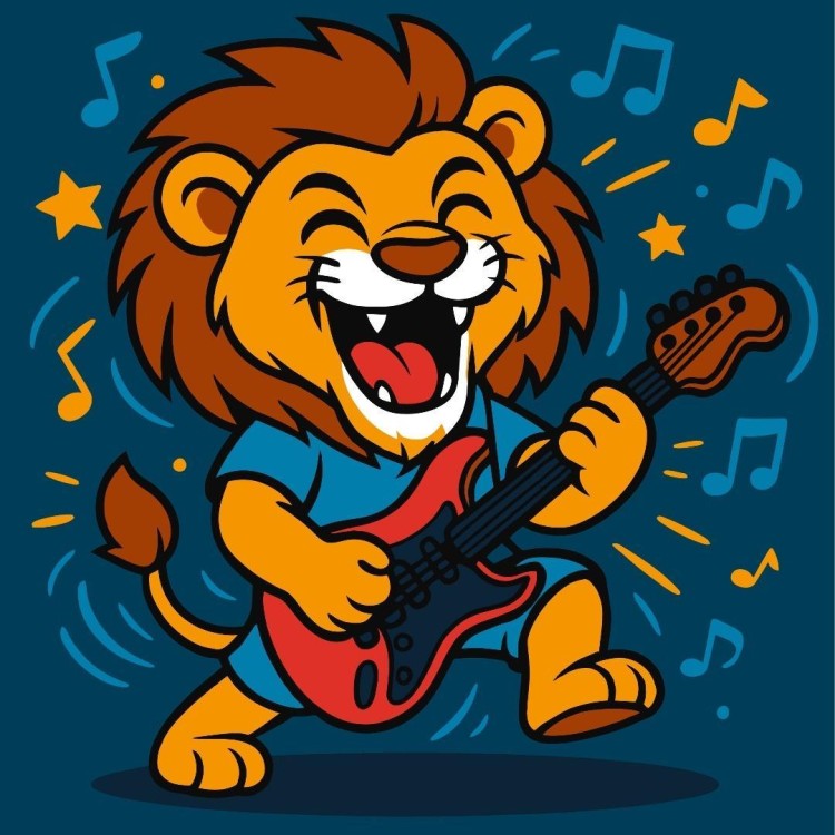 Malowanie po numerach - Lew z gitarą Kids 25x25cm