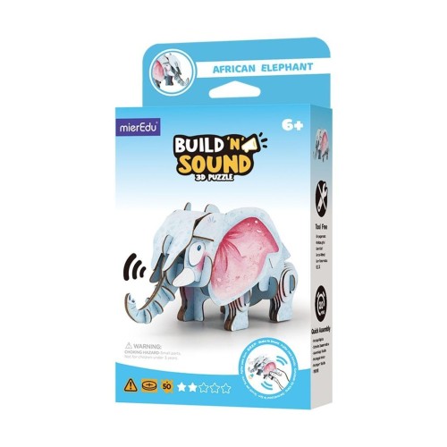 Puzzle 3D. Buduj i słuchaj - Słoń afrykański