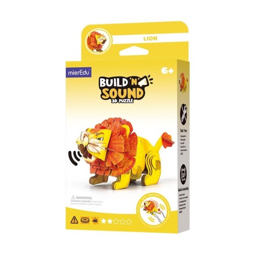 Puzzle 3D. Buduj i słuchaj - Lew, mierEdu