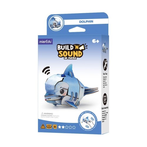 Puzzle 3D. Buduj i słuchaj - Delfin, mierEdu