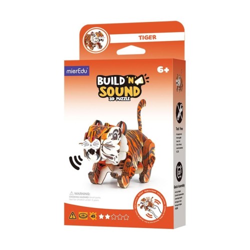 Puzzle 3D. Buduj i słuchaj - Tygrys, mierEdu