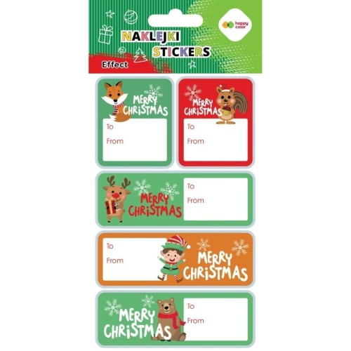 Naklejki Xmas animals tag 10x20cm HAPPY COLOR, GDD