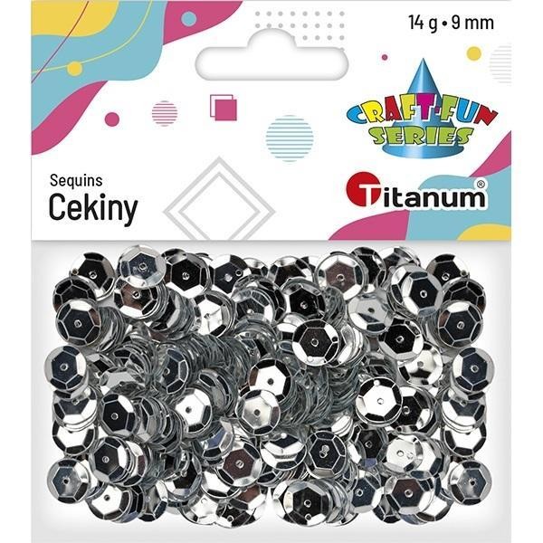 Cekiny okrągłe 9mm metaliczne srebrne 14g, Titanum