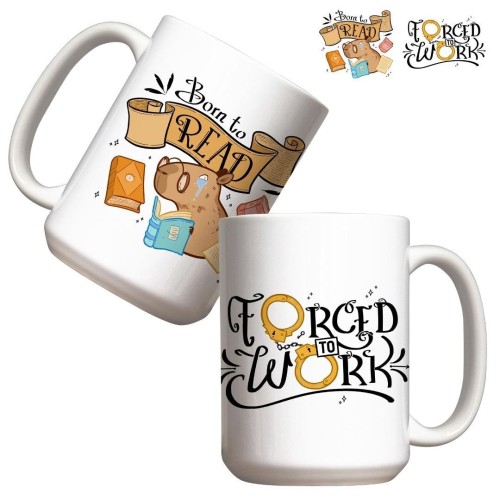 Kubek - Born to Read, Forced to Work 440ml, Molom