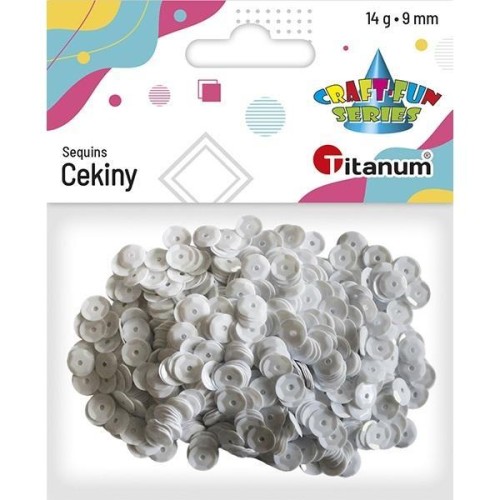 Cekiny okrągłe 9mm pastelowe białe 14g, Titanum