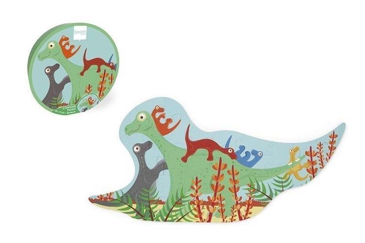 Puzzle 30 konturowe Dinozaury, Scratch