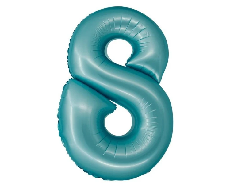 Balon foliowy Smart cyfra 8 niebieski matowy 76cm