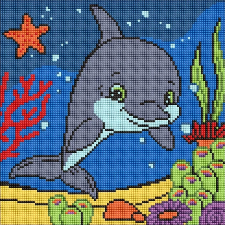 Diamentowa mozaika Kids - Uprzejmy delfin 30x30cm