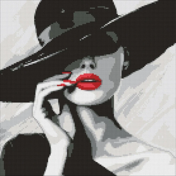 Diamentowa mozaika - Dama w kapeluszu 40x40cm