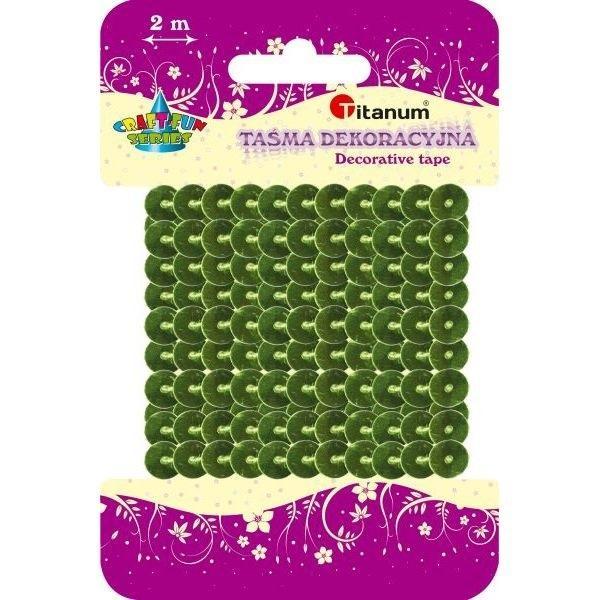 Cekiny na taśmie 6mm 2m zielone, Titanum
