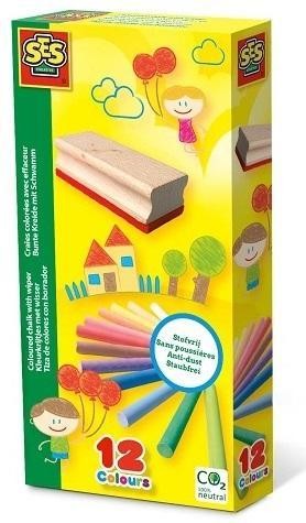 Kreda kolorowa w gąbką 12 kolorów, SES