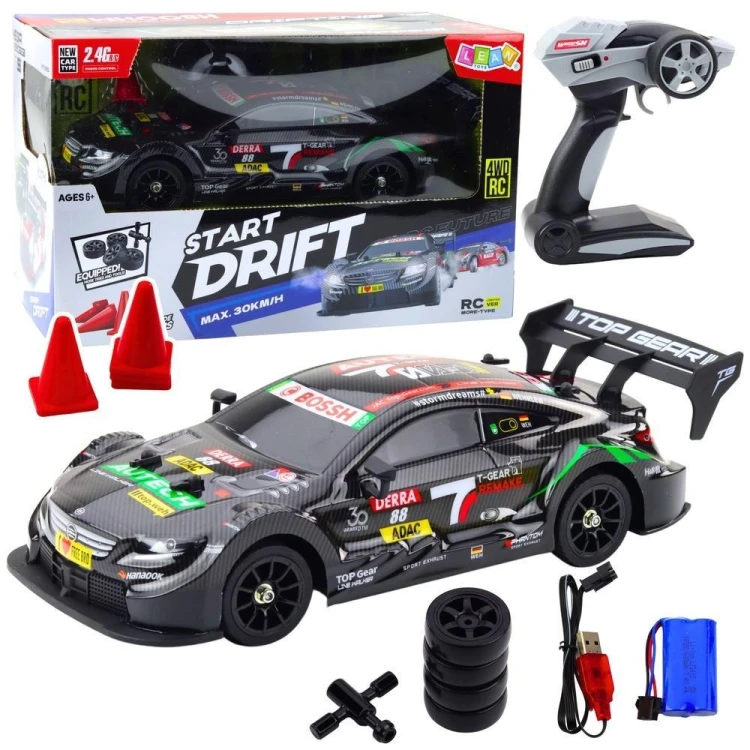 Wyścigówka driftowa R/C czarna 30km/h 1:16