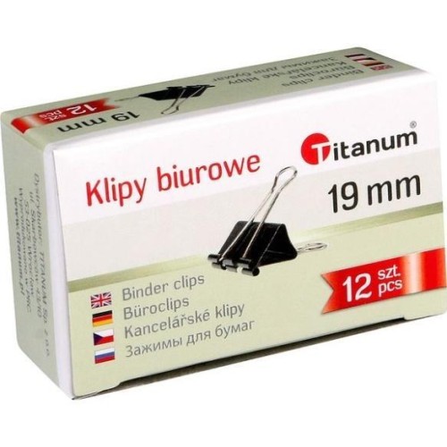 Klipy biurowe 19mm 12szt, Titanum