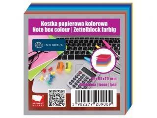 Kostka papierowa 85x85x70mm kolorowa nieklejona