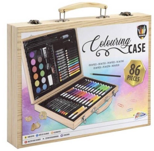 Zestaw artystyczny walizka drewniana 86el, Grafix