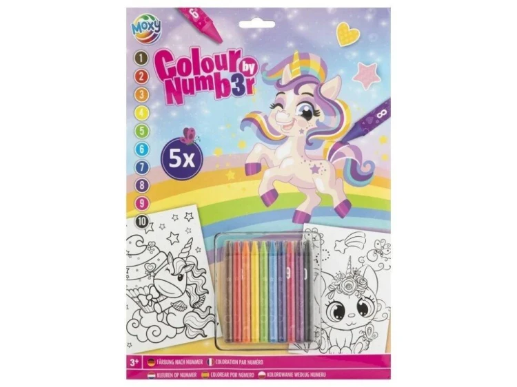 Kolorowanie po numerach A4 5ark Jednorożec, Grafix