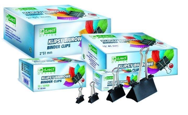 Klipsy biurowe 41mm 12szt D.RECT, D.RECT